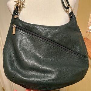 Green Leather Hobo International Purse with Gold Hardware